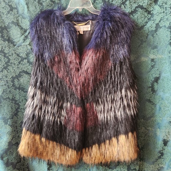 Trina Turk "Tabitha" Ombre Faux Fur Vest - SZL - Picture 4 of 6